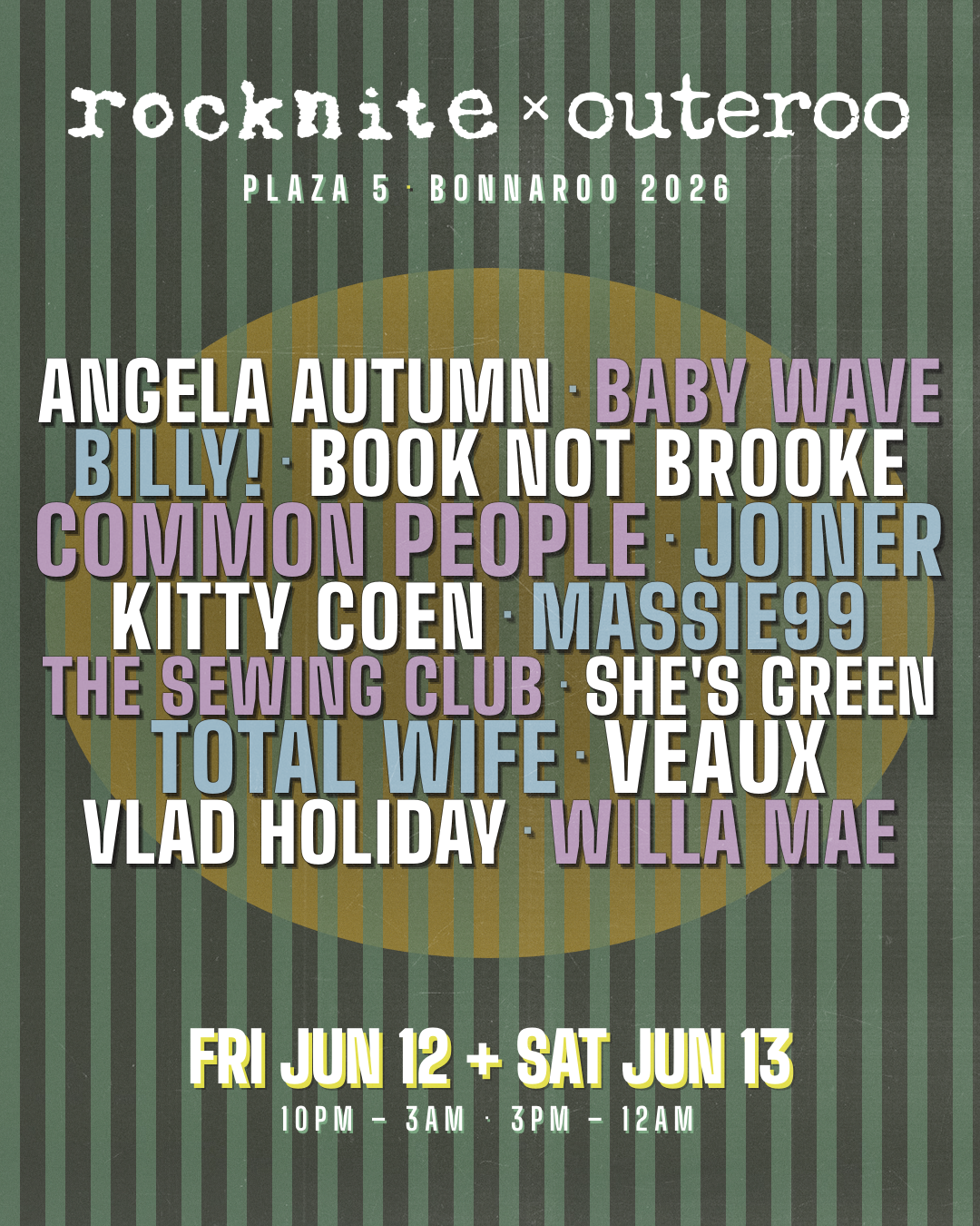 rocknite × outeroo · Plaza 5 · Bonnaroo 2026 · Fri Jun 12 + Sat Jun 13